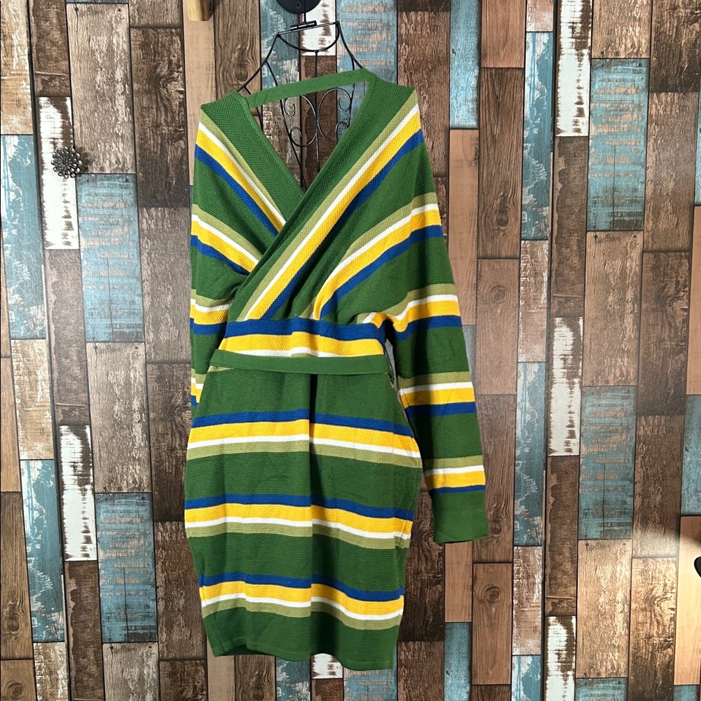 Striped belted Wrap mini Dress - Picture 12 of 16